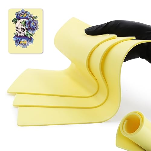 Rayyl 4PCS A4 Tattoo Practice Skin - 3mm Double Sided Silicone Fake Skin for Beginners and Experienced Tattooists (30 x 20 x 0.3cm)