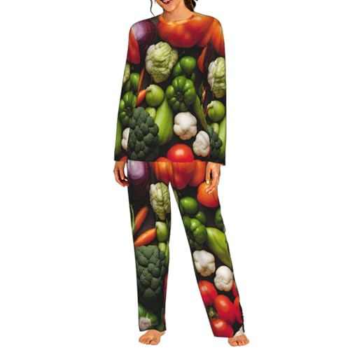 Pyjama femme légumes coupe fluide tenue de détente cocooning hiver