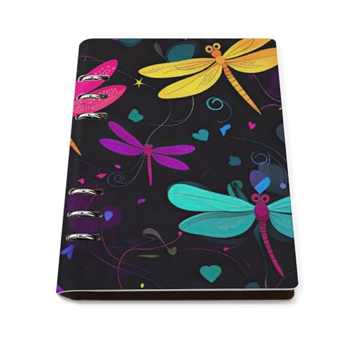 Carnet de notes A5 en cuir rechargeable avec motif libellule gravé haut de gamme