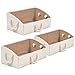 EZOWare Set of 3 Large Nursery Storage Bins Foldable Fabric Trapezoid Organizer Boxes with Cotton Rope Handle, Collapsible Basket for Shelves, Closet, Baby Toys, Diaper, Towel - Small