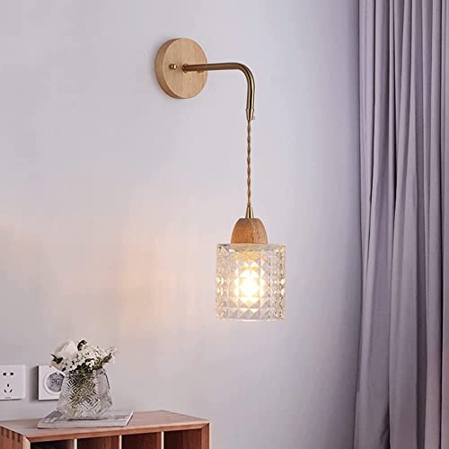 Lámparas de pared ajustables de madera E27 WQHPLMD para decoración interior en dormitorios modernos 4