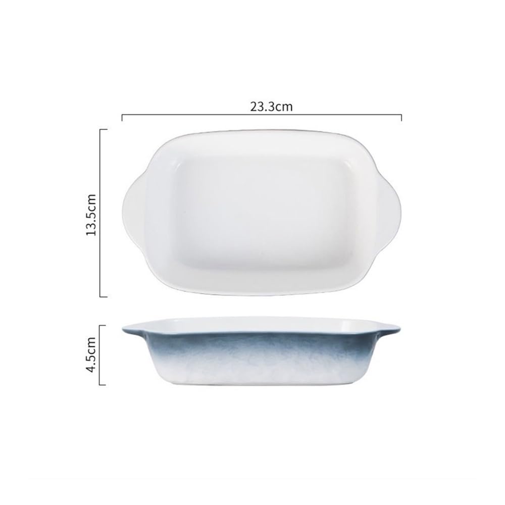 Naczynia do pieczenia Ceramiczna forma do pieczenia z podwójnym uchem, prosta i stylowa, specjalna miska do kuchenki mikrofalowej(Blue)