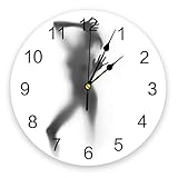 Black White PVC Wall Clock for Living Room Decor, Sexy Woman Nude Naked Silhouette Silent Non Ticking Battery Operated Wall Clocks, Office Kitchen Bedroom School Home Decorative Round Clock, 10inch