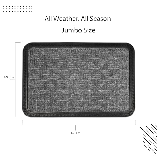 Image of Encasa XO Door Mat for Home Entrance, Polypropylene Floor Mat Grey