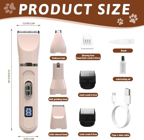Image of AJIGNA MART 4-in-1 Pet Grooming Kit for Cats, Dogs & Rabbits | Rechargeable Cordless Low Noise Clippers with Paw Trimmer, Nail Grinder, Face & Ear Shaver | Safe, Portable Hair Grooming Tool for Pets