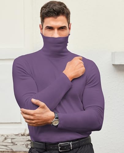 DEMEANOR Mens Turtleneck Long Sleeve Lightweight Slim Fit Pullover Sweaters Casual Base Layer Thermal Knit Top2