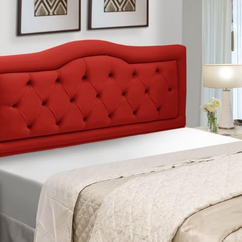 Cabeceira King Size Estofada Madeira Eucalipto Belinha Veludo (Vermelho)