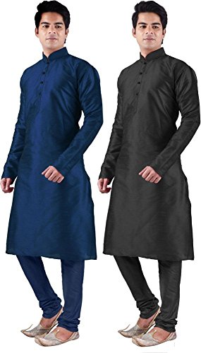 Kurta de seda para hombre conjunto churidar multicolor talla 44 de dos piezas 3