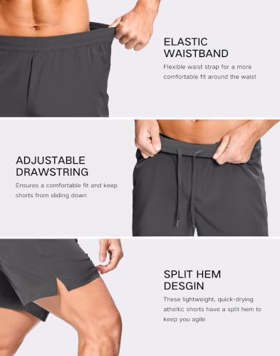 Image of GGJ Men's Lightweight Athletic Shorts with 2 Zipper Pockets 7 inch /9 inch /5 inch Gym Workout Running Quick Dry Tennis Shorts for Men