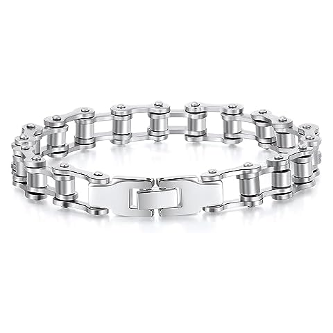 Ginger Lyne Collection Stainless Steel Biker Chain Bracelet Cover