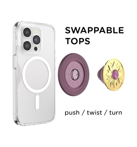 Image of PopSockets Round Phone Grip Compatible with MagSafe, Adapter Ring Included, Phone Holder, Wireless Charging Compatible - Sun Jewel Mauve