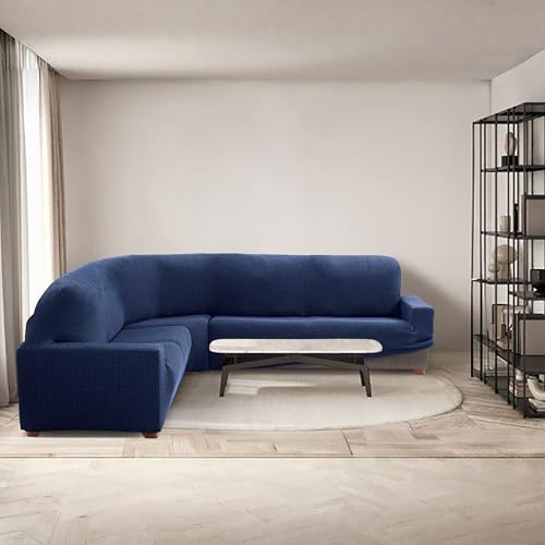 Housse extensible pour canapé d'angle bleu marine Relive Maxifundas
