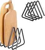 KILPDNZA 2025 Schneidebrett Halter mit 4 F&auml;chern, Schneidebrett Halterung, Topfpfannendeckel Halter, Brettchenhalter, Pfannenhalter, Aufbewahrung K&uuml;che, Schwarz