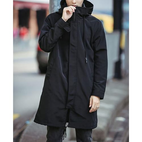Maiyifu-GJ Men's Windbreaker Hooded Trench Coat Casual Lightweight Windproof Mid-Long Overcoat Spring Fall Slim fit Jacket4