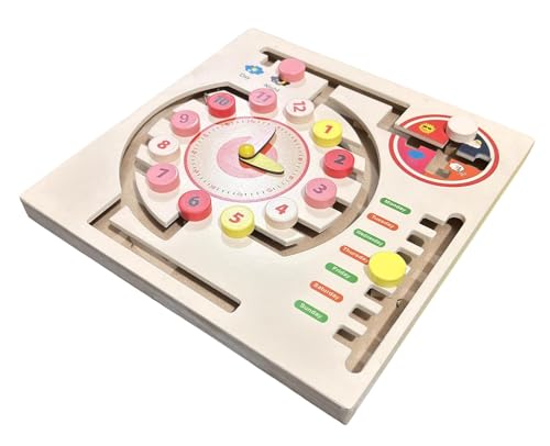 Image of Butterfly Life Cycle Puzzle for Kids, Wooden Puzzle with Layers Showing Butterfly Transformation, Ages 2+ | Weather Calendar Clock - Weather & Time Learning | Combo Pack of 2