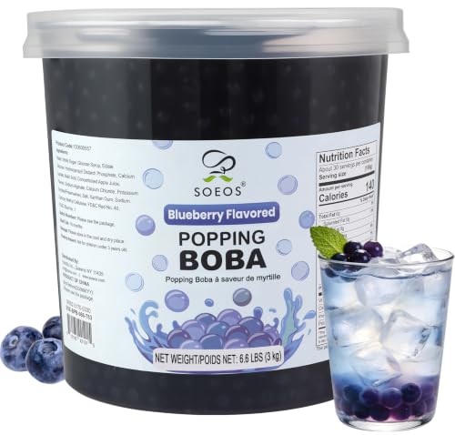 Soeos Blueberry Popping Boba Pearls, 6.6 lbs (3Kg)