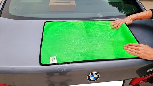 Image of SOFTSPUN Microfiber Cloth for Car Coral 800 GSM 40X60cms 2 Pcs Green+Grey! Extra Thick Microfiber Cleaning Cloths Perfect for Bike, Auto, Cars Both Interior and Exterior.