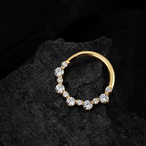 FINE4U 1PC ASTM F136 Titanium Nose Ring Hoop 16G 8mm 10mm for Daith, Septum3