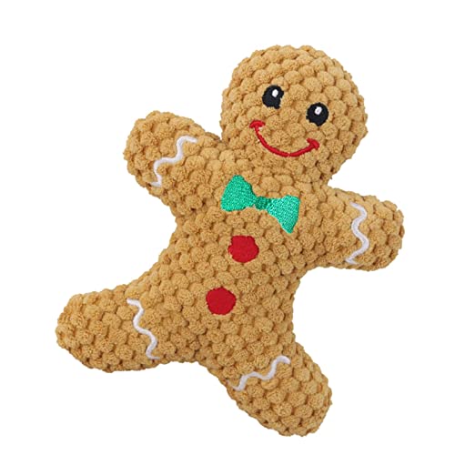 Colcolo Lustiger Hund Quietschendes Spielzeug Quietschen Spielen Katzen Hunde Kuscheltier Langlebig Zähne Spielzeug Weich für Weihnachten Haushalt, Gingerbread Man