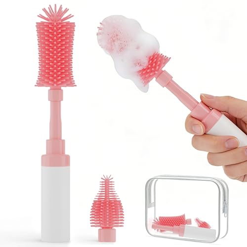 Chuya Baby Bottle Brush Kit -Upgraded Silicone Bottle Cleaning Brush & Nipples Cleaning,Press-Pump Foam Dispenser Brush for Baby Bottles, Nipples, Breast Pump Parts-Rich Foam for Home Travel TSA Chuya Baby Bottle Brush Kit -Upgraded Silicone Bottle Cleaning Brush & Nipples Cleaning,Press-Pump Foam Dispenser Brush for Baby Bottles, Nipples, Breast Pump Parts-Rich Foam for Home Travel TSA