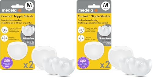 Image of Medela Contact Nipple Shield for Breastfeeding, 20mm Small Nippleshield, for Latch Difficulties or Flat or Inverted Nipples, 2 Count with Carrying Case, Made Without BPA (Pack of 2)