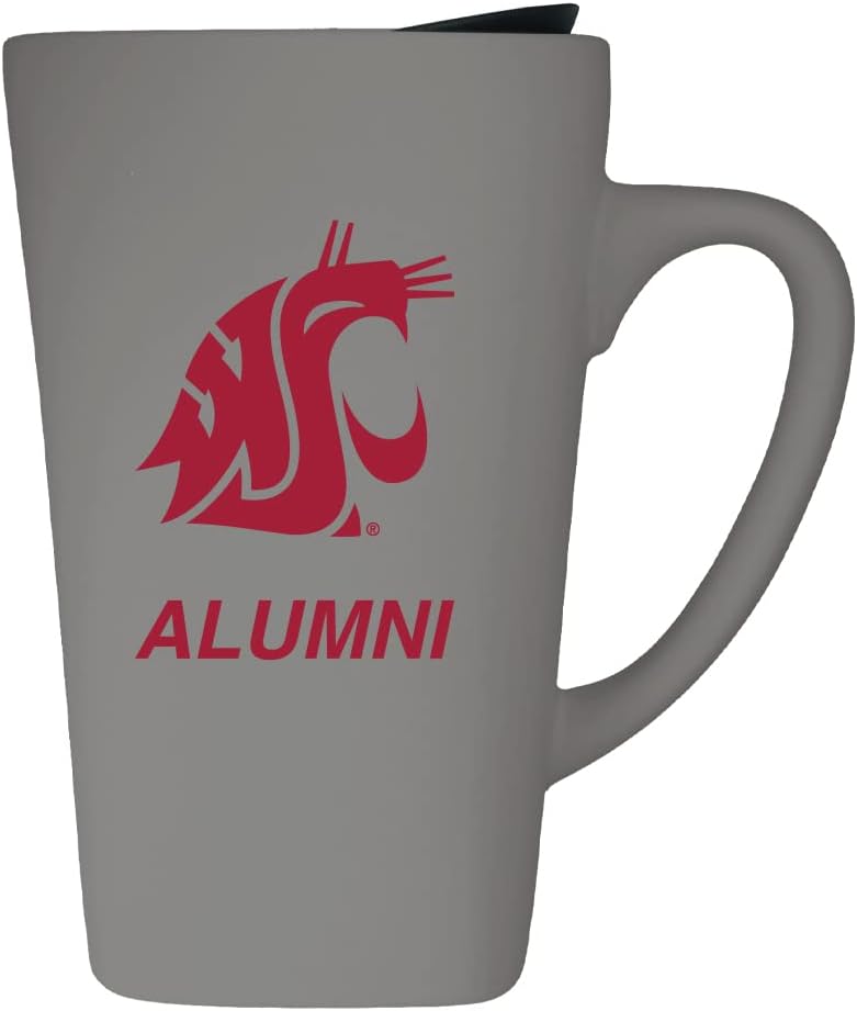 The Fanatic Group Washington State University Alumni 16oz Soft Touch Ceramic Travel Mug with Lid - Gray