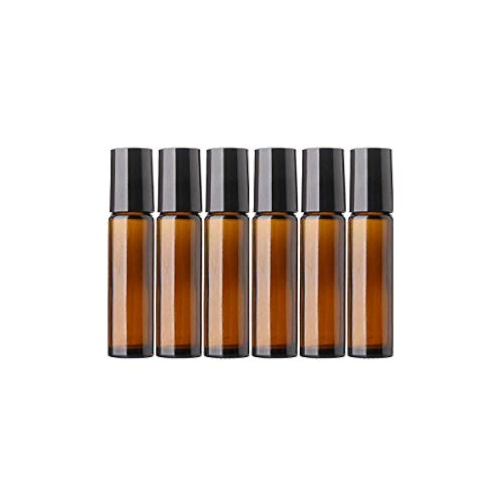 Classic Amber Glass Roll On Bottles with Black Cap, Essential Oils