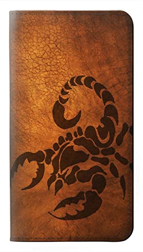 Housse cuir pour iPhone 15 Pro étui clapet au motif scorpion