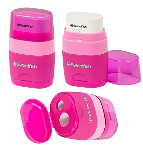 Swordfish ‘Twin Combo’ Double-Hole Pencil Sharpener and Eraser [Pack of 1] Assorted Colours [40296] - Image 4