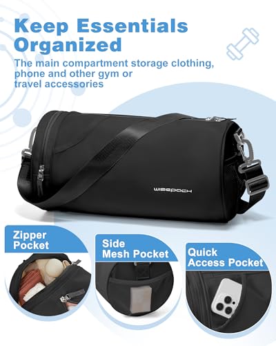 Image of Small Gym Bag for Women,Waterproof Mini Duffle Bag Womens Spotrs WorkoutBags Small Travel Duffel Bag with Wet Pocket Carry on Weekender Bags for Dance Swimming,Gym,Yoga,Fitness Black