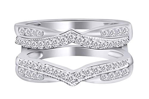 AFFY 925 Sterling Silver Anniversary Ring Enhancer for Women Wedding Engagement Enhancer Ring (1/3 Ct) Ring Size 7