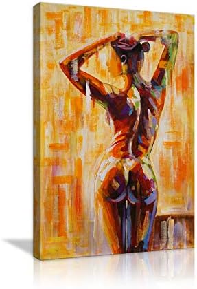 AMEMNY Abstract Colorful Sexy Nude Woman Canvas Painting Wall Art Beauty Decorative Painting Watercolor Character Corridor Wall Painting Simple European Frame Ready to Hang