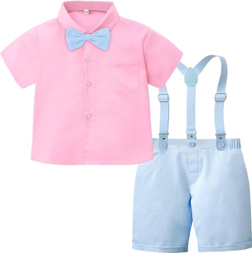 Image of A&J DESIGN Baby Boys Gentleman Suit, 2Pcs Outfit Shirt & Pants