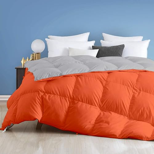 Image of Day Care - 400 GSM Hotel Quality-Down Alternative Reversibleblanket for Winter Double Size (90 inch x 100 inch Inches /228cm x 228cm) - Comforter Set for Double Bed|Orange /Silver