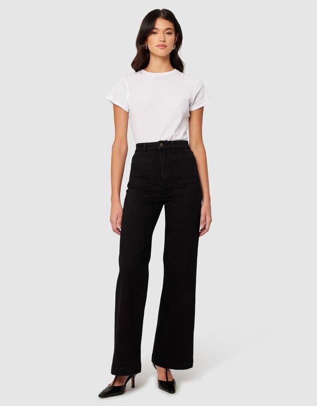 Image of KOTTY Women's High Waist Straight Fit Cotton Blend Denim Jeans|Comfortable Regular Length Casual Jeans for Women