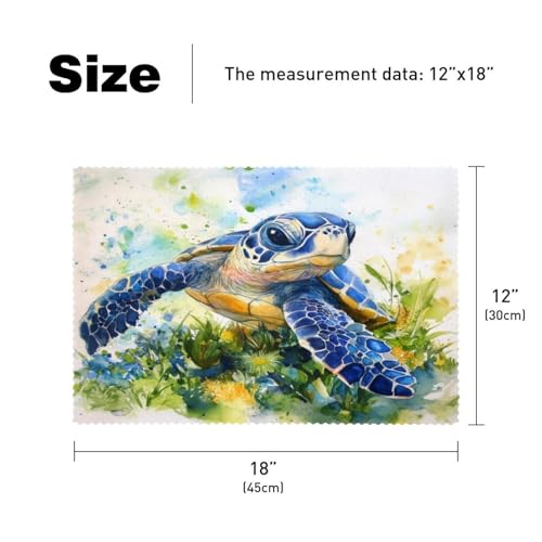Sets de table tortue bleue x6 | Protection de table lavable 30x45 cm - 6
