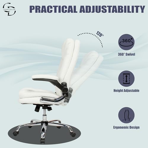Image of ERGOLUX Premium Office Chair | Ergonomic High Back Boss Chair for Home Office, Home Office & Study | Height Adjustable Office Chair with Chrome Base | 1pc (White)