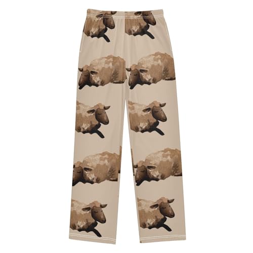 Watercolor Sheep Boys Pants Boys Athletic Pants Long Pant for Boywith Pockets Wide-Leg Size 6-14Y