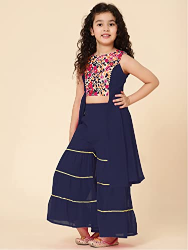 Image of A.T.U.N. (ALL THINGS UBER NICE) Girls Embroiderey Cotton Sharara Set | Traditional Ethnic Wear Clothing Set for Festival and Special Occasions