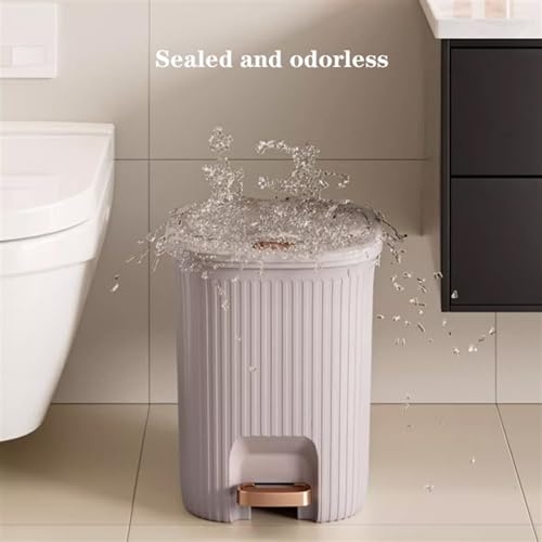 Bote de basura plástico con tapa blanco 8L miniatura 5