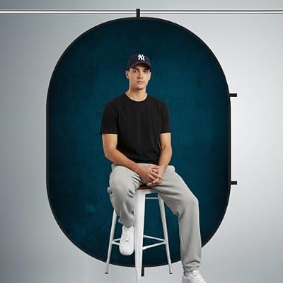 Kate 5x6.5ft Collapsible Backdrop Pop Up Backdrops,Double Sided Blue Screen and Beige Screen,2 in 1 Collapsible and Reversible Background for Photography, YouTube Videos, and Live Streaming.
