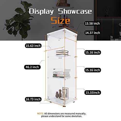 Image of Beauty4U White Glass Display Cabinet, 3-Shelf Curio Cabinet