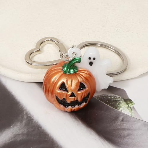 Halloween Keychain Spider Bat Pumpkin Charms with Heart Clasp Bag Charm Gothic Horror Accessories