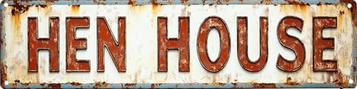 Vintage Tin Hen House Sign Retro Metal Sign Suitable For Home Farm Garden - Multi-Purpose Metal Sign for Indoor/Outdoor Use Plaque 4x16 Inch