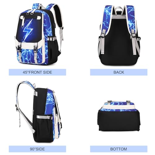 Bevalsa Backpack for Boys, Backpack with Lunch Box & Pen Case, School Bags for Kids, Bookbag for Boys Children Teens Backpacks for Elementary Middle School Student with USB Charging Port 6