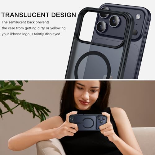 Image of DOMAVER for iPhone 17 Pro Max Case Compatible with Mag Safe, Military-Grade Protection with Built-in Kickstand, Slim Translucent Matte Back Protective Phone Cover for iPhone 17 Pro Max 6.9 inch, Black
