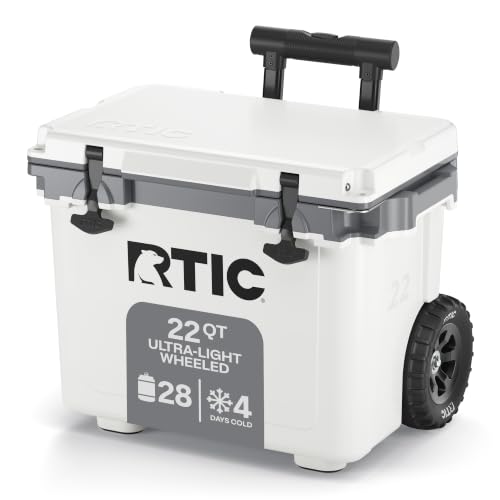 RTIC 22 QT Ultra-Light Wheeled Cooler with Handle, White