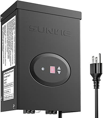 SUNVIE 200W Low Voltage Landscape Lighting Transformer with Timer and Photocell Sensor Waterproof Low voltage Transformer for LED Landscape Lights Path Lights Outdoor Spotlight 120V to 12V, ETL Listed