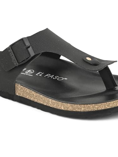 Image of EL PASO Men's Suede Leather Cushioned Cork Sole Sandal Slippers (Size 6 to 12)