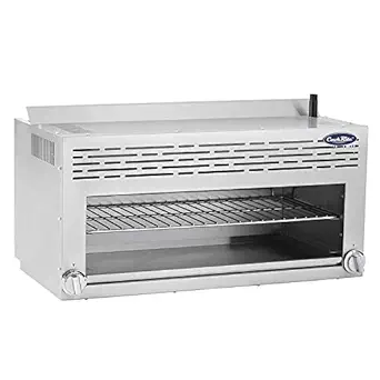 Atosa CookRite ATCM-36 36” Heavy-Duty Cheese Melter Salamander Broiler with Dual Valve Control for Grill Steak Diner | Stainless Steel, 2 Burner 43,500 BTU, Natural Gas (NG) (Includes: Wall Mount Kit)